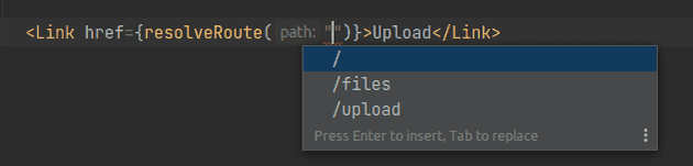Image showing auto-completion when using "resolveRoute"